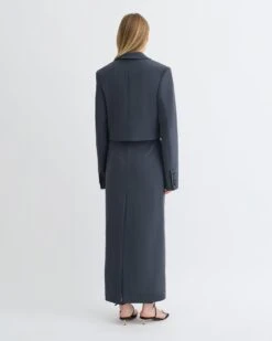 Nanushka Sinead - Cropped Paper Jersey Blazer - Dusty Blue -Nanushka Fashion Store NW25PFOW15655SINEAD DUSTYBLUE PAPERJERSEY 2