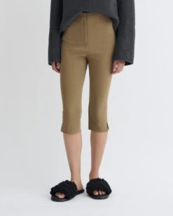 Nanushka Saoirse - Paper Jersey Capri Pants - Brown -Nanushka Fashion Store NW25PFPA15977SAOIRSE BROWN PAPERJERSEY 3