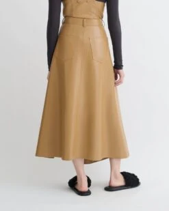 Nanushka Neith - Draped Okobor™ Alt-Leather Skirt - Oak -Nanushka Fashion Store NW25PFSK01455 4