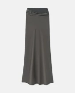 Nanushka Letto - Mesh Jersey And Slip Satin Skirt - Dark Green/Anthracite -Nanushka Fashion Store NW25PFSK02669LETTO DARKGREENANTHRACITE SLIPSATINMESHJERSEY OK