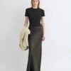 Nanushka Letto - Mesh Jersey And Slip Satin Skirt - Dark Green/Anthracite
