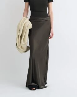 Nanushka Letto - Mesh Jersey And Slip Satin Skirt - Dark Green/Anthracite -Nanushka Fashion Store NW25PFSK02669 3