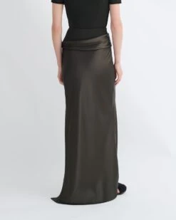Nanushka Letto - Mesh Jersey And Slip Satin Skirt - Dark Green/Anthracite -Nanushka Fashion Store NW25PFSK02669 4