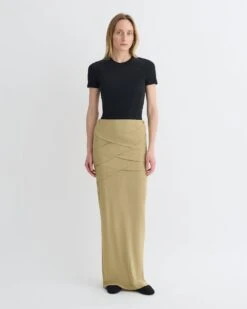 Nanushka Shanda - Draped Mesh Jersey Maxi Skirt - Sand