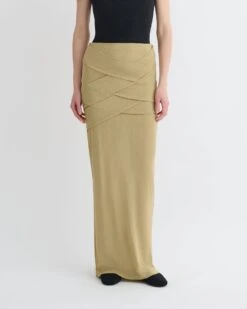 Nanushka Shanda - Draped Mesh Jersey Maxi Skirt - Sand -Nanushka Fashion Store NW25PFSK08172 3