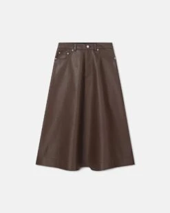 Nanushka Cintia - Regenerated Leather Midi Skirt - Chocolate