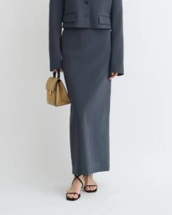 Nanushka Nya - Paper Jersey Midi Skirt - Dusty Blue 6 Nanushka Nya - Paper Jersey Midi Skirt - Dusty Blue -Nanushka Fashion Store NW25PFSK16055NYA DUSTYBLUE PAPERJERSEY 1