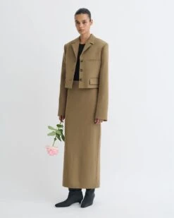 Nanushka Nya - Paper Jersey Midi Skirt - Brown