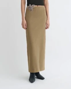 Nanushka Nya - Paper Jersey Midi Skirt - Brown -Nanushka Fashion Store NW25PFSK16177 3