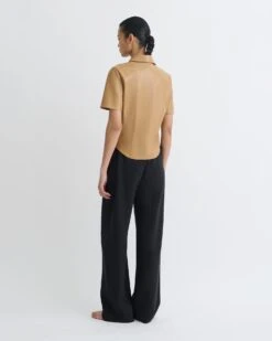 Nanushka Clare - Okobor™Alt-Leather Shirt - Oak -Nanushka Fashion Store NW25PFTP00576 2