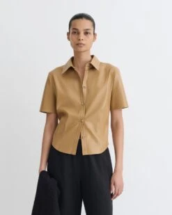 Nanushka Clare - Okobor™Alt-Leather Shirt - Oak