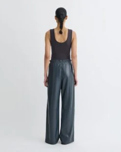 Nanushka Anesa - Okobor™ Alt-Leather Top - Steel Blue/Grey -Nanushka Fashion Store NW25PFTP00755 2