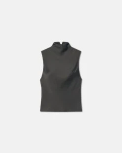 Nanushka Colson - Slip Satin Turtleneck Top - Dark Green