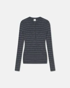 Nanushka Ariyah - Striped Terry Merino Top - Grey Stripe -Nanushka Fashion Store NW25PFTP03794ARIYAH GREYSTRIPE TERRYMERINO