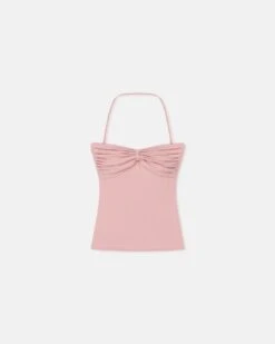 Nanushka Rissa - Halter Neck Mesh Jersey Top - Pink -Nanushka Fashion Store NW25PFTP07331RISSA PINK MESHJERSEY