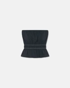 Nanushka Rosey - Glass Poplin Bandeau Top - Black -Nanushka Fashion Store NW25PFTP09799ROSEY BLACK GLASSPOPLIN