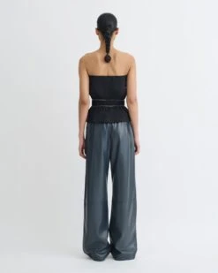 Nanushka Rosey - Glass Poplin Bandeau Top - Black -Nanushka Fashion Store NW25PFTP09799 3