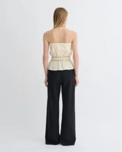 Nanushka Rosey - Glass Poplin Bandeau Top - Oat -Nanushka Fashion Store NW25PFTP09872 2