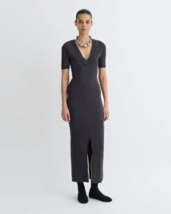 Nanushka Akka - Wool Jersey Henley Top - Grey -Nanushka Fashion Store NW25PFTP10392 1