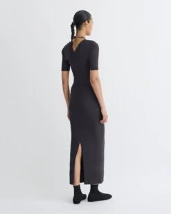 Nanushka Akka - Wool Jersey Henley Top - Grey -Nanushka Fashion Store NW25PFTP10392 2