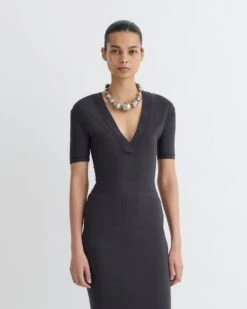 Nanushka Akka - Wool Jersey Henley Top - Grey