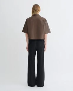 Nanushka Maisie - Regenerated Leather Shirt - Chocolate -Nanushka Fashion Store NW25PFTP14678 2