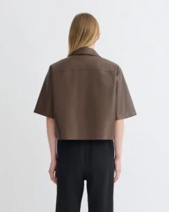 Nanushka Maisie - Regenerated Leather Shirt - Chocolate -Nanushka Fashion Store NW25PFTP14678 4
