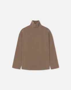 Nanushka Sitara - Paper Jersey Turtleneck Top - Brown -Nanushka Fashion Store NW25PFTP16377SITARA BROWN PAPERJERSEY