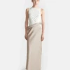 Nanushka Cobee - Ribbed Jersey And Slip Satin Dress - Dune/Creme