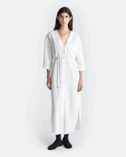 Nanushka Amneris - Striped Shirt Dress - White