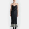 Nanushka Ineke - Slip Satin And Loopback Cotton Dress - Black/Mouline