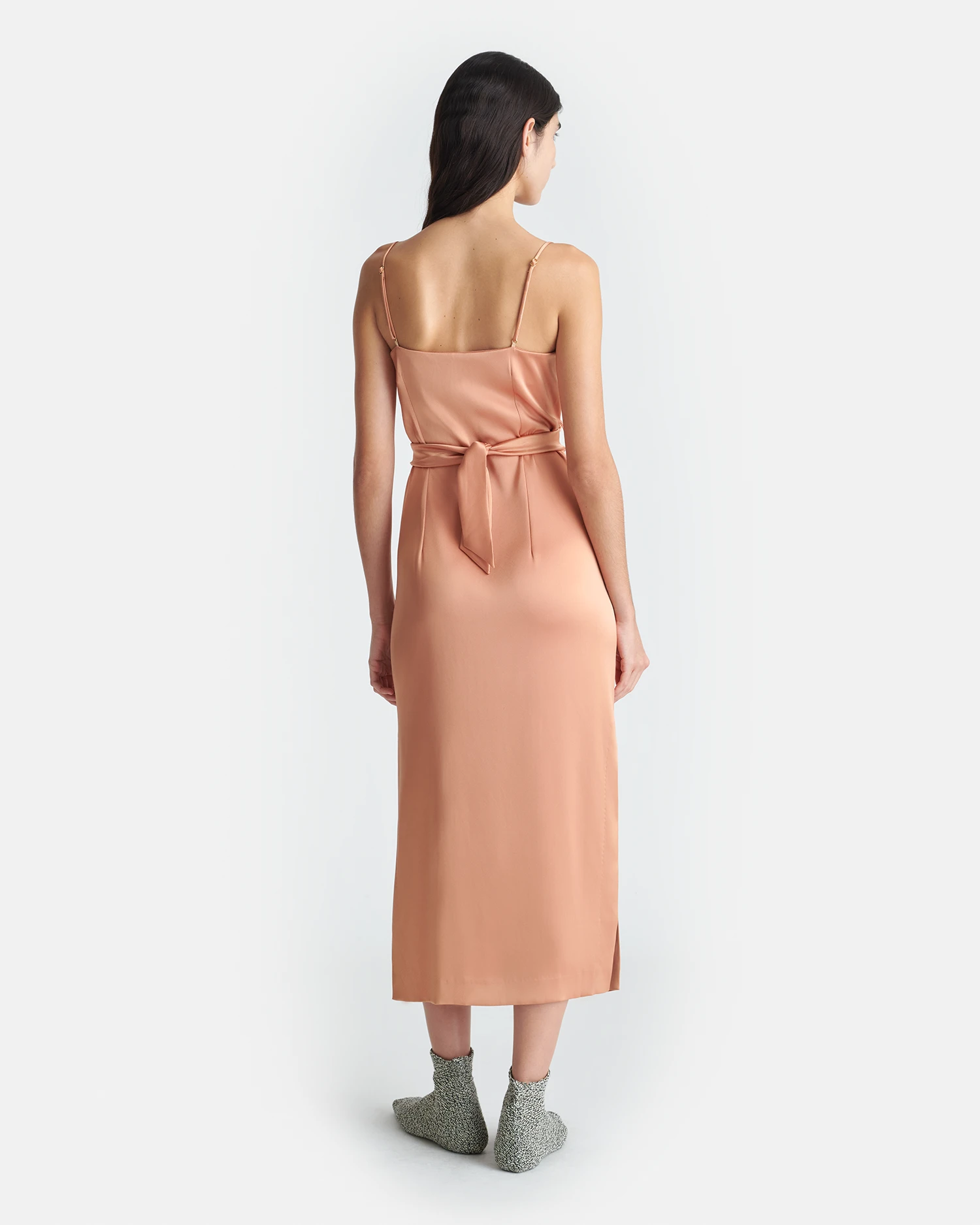 Nanushka Sayan - Draped Slip Satin Midi Dress - Apricot 2 Nanushka Sayan - Draped Slip Satin Midi Dress - Apricot - Image 2
