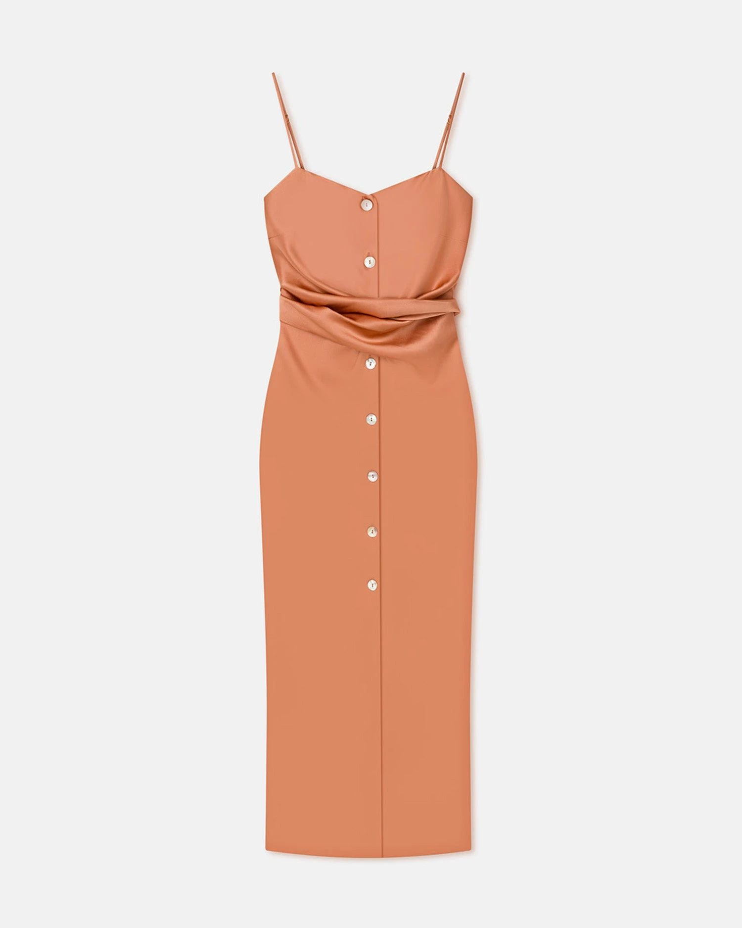 Nanushka Sayan - Draped Slip Satin Midi Dress - Apricot 3 Nanushka Sayan - Draped Slip Satin Midi Dress - Apricot - Image 3