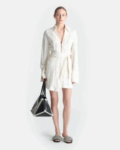 Nanushka Yori - Seersucker Gauze Shirt Dress - White