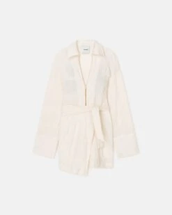 Nanushka Yori - Seersucker Gauze Shirt Dress - White -Nanushka Fashion Store NW25SSDR33500YORI WHITE SEERSUCKERGAUZE