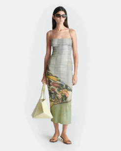 Nanushka Alexa - Printed Mesh Jersey Midi Dress - Books