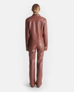 Nanushka Bogna - Okobor™ Alt-Leather Shirt Jacket - Henna -Nanushka Fashion Store NW25SSJK21275BOGNA HENNA OKOBOR 2