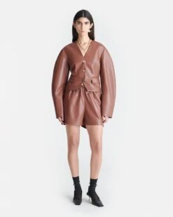 Nanushka Aniela - Okoborâ„¢ Alt-Leather Shorts - Henna