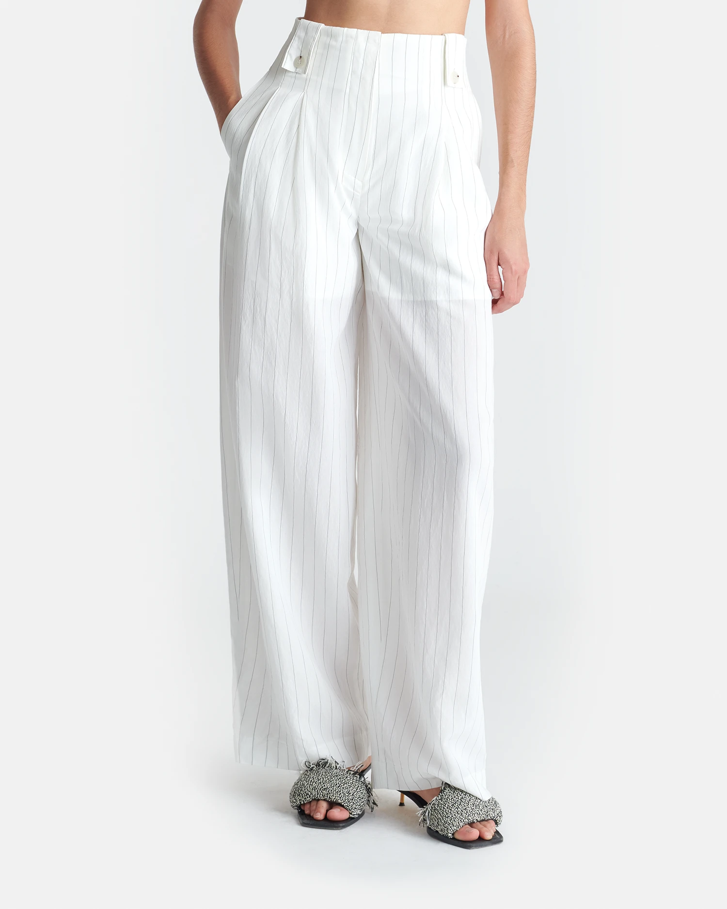 Nanushka Jenci - Pleated Wide-Leg Pants - White 2 Nanushka Jenci - Pleated Wide-Leg Pants - White - Image 2