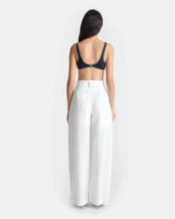 Nanushka Jenci - Pleated Wide-Leg Pants - White 6 Nanushka Jenci - Pleated Wide-Leg Pants - White -Nanushka Fashion Store NW25SSPA26600JENCI WHITE STRIPESHIRTING 3