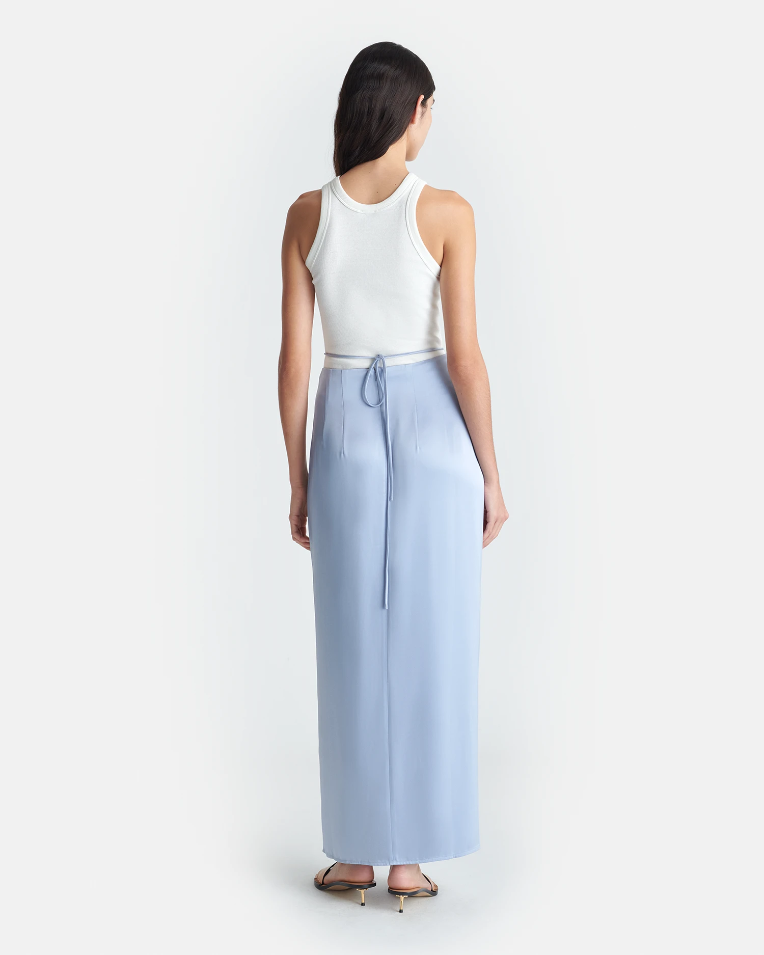 Nanushka Lianne - Draped Slip Satin Midi Skirt - Ice Blue 2 Nanushka Lianne - Draped Slip Satin Midi Skirt - Ice Blue - Image 2