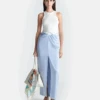 Nanushka Lianne - Draped Slip Satin Midi Skirt - Ice Blue