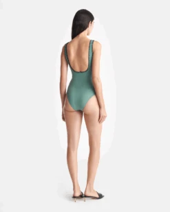 Nanushka Sorena - Crocheted Cut-Out Swimsuit - Sea Green/Black 5 Nanushka Sorena - Crocheted Cut-Out Swimsuit - Sea Green/Black -Nanushka Fashion Store NW25SSSS36561SORENA SEAGREEN BLACK RECYCLEDNYLON CROCHET
