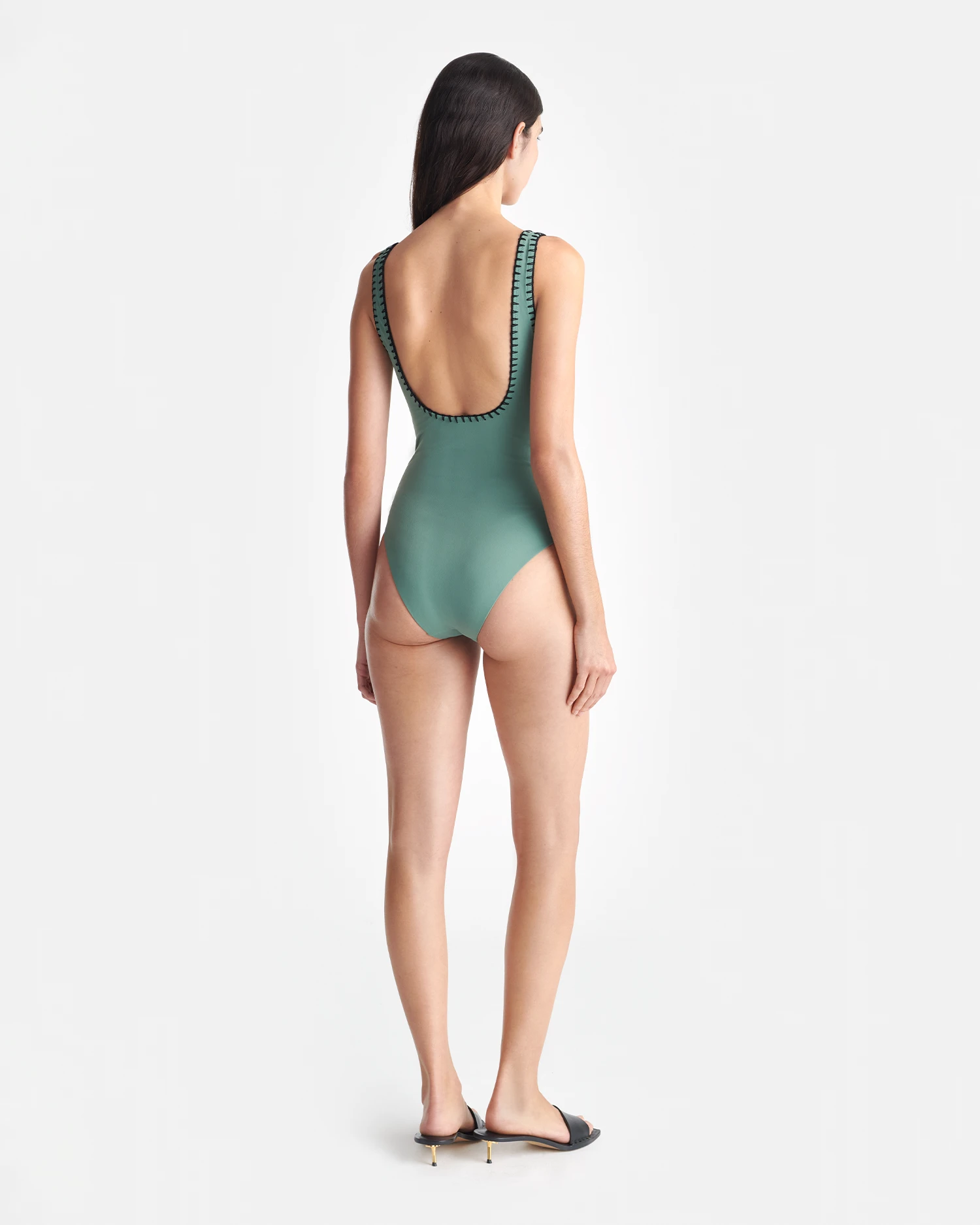 Nanushka Sorena - Crocheted Cut-Out Swimsuit - Sea Green/Black 3 Nanushka Sorena - Crocheted Cut-Out Swimsuit - Sea Green/Black - Image 3