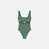 Nanushka Sorena - Crocheted Cut-Out Swimsuit - Sea Green/Black