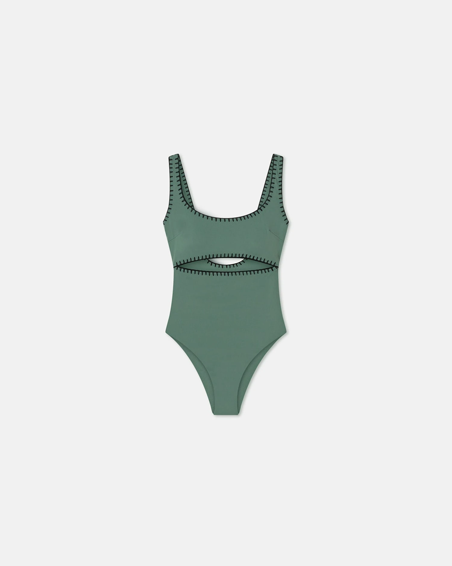 Nanushka Sorena - Crocheted Cut-Out Swimsuit - Sea Green/Black 1 Nanushka Sorena - Crocheted Cut-Out Swimsuit - Sea Green/Black