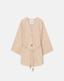 Nanushka Nani - Light Poplin Top - Beige -Nanushka Fashion Store NW25SSTP02273NANI BEIGE LIGHTPOPLIN