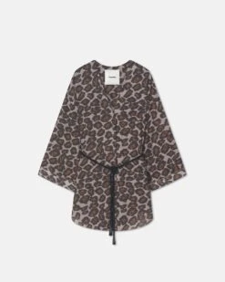 Nanushka Nani - Printed Cotton Voile Top - Crayon Ocelot -Nanushka Fashion Store NW25SSTP02395NANI CRAYONOCELOT COTTONVOILE