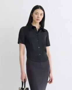 Nanushka Clare - Slip Satin Shirt - Black