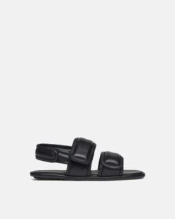Nanushka Tarrus Mens - Rounded Toe Padded Flat Sandals - Black